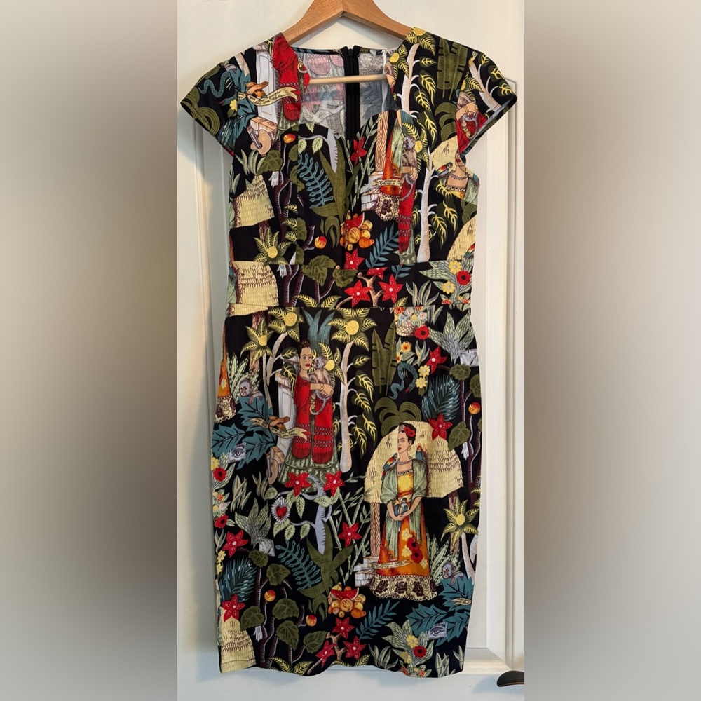 Grace Karin Frida Kahlo Print 50s Style Cap Sleeve Pencil Dress